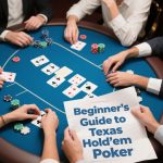 Infographic explaining Texas Hold’em poker basics for beginners, including game rules, hand rankings, and smart playing tips, with poker cards and chips illustrated