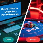 A comparison of online poker on a laptop 💻 versus live poker at a casino table
