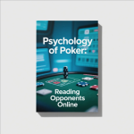 Online poker game on a laptop screen with player avatars, chips, and cards, symbolizing psychology and strategy in virtual poker