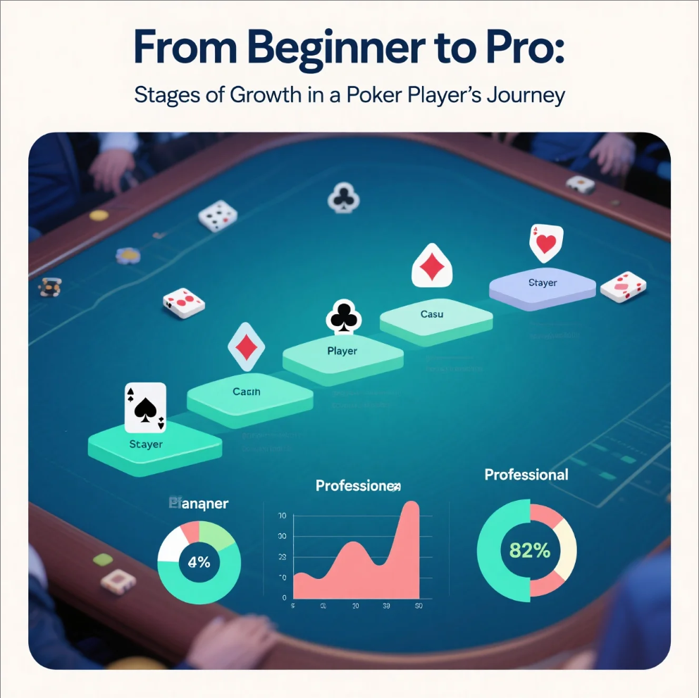 Poker player holding cards, symbolizing stages of growth
