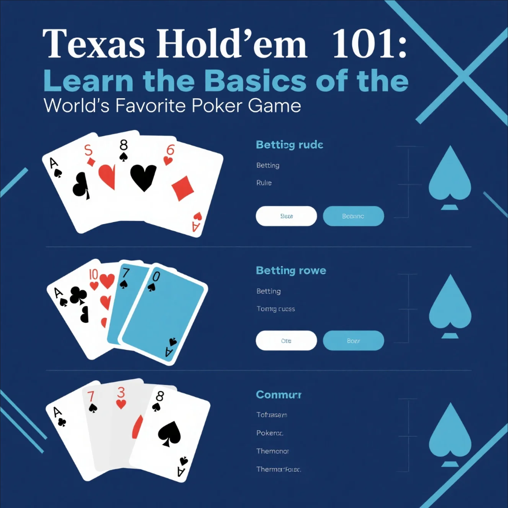 Players at a poker table learning Texas Hold’em with cards and chips