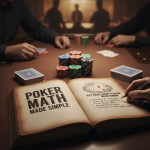 Poker table with cards and probability charts for key odds