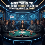 Professional poker players competing in a high-stakes tournament