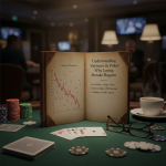 Poker player looking at cards with chips on the table, illustrating variance and losing streaks in poker.