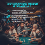 Poker player observing opponents to identify weak spots at the table