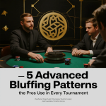 Professional poker player executing a strategic bluff during a high-stakes tournament