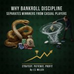 A stack of poker chips and a betting notebook symbolizing careful bankroll management