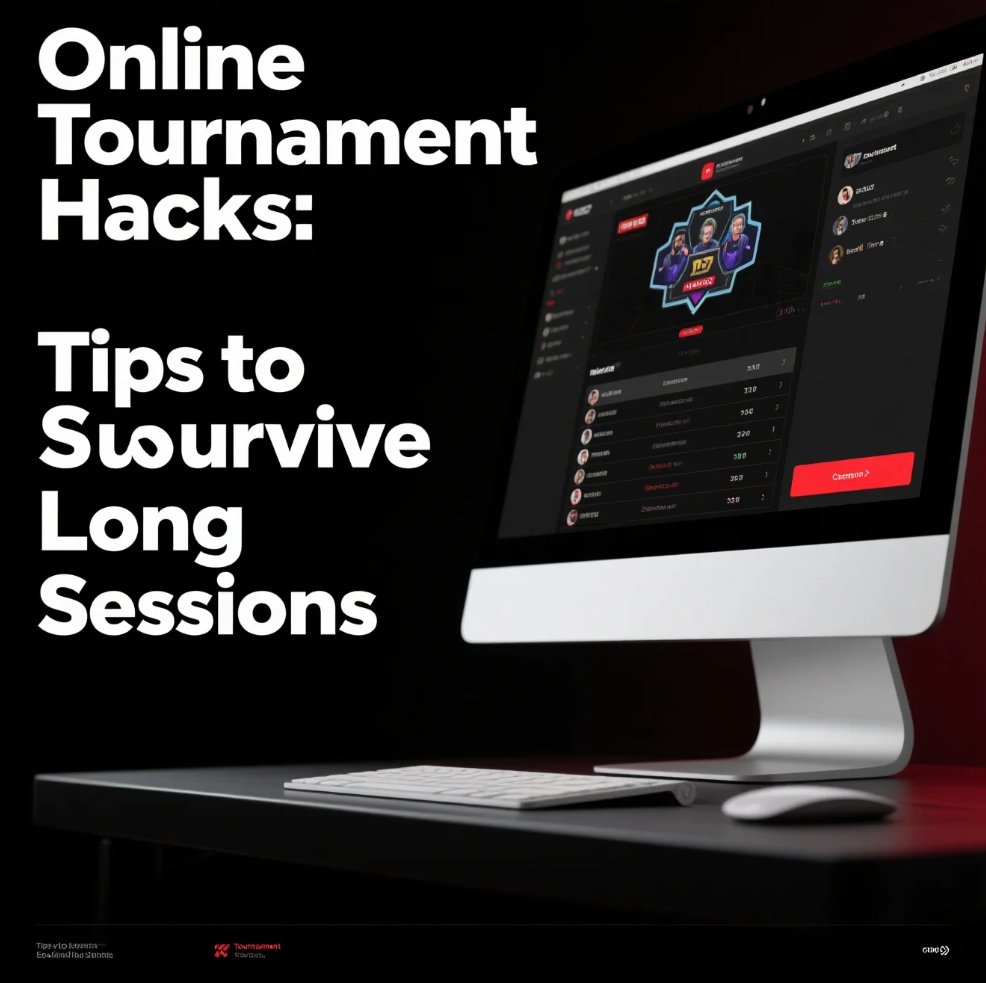 Online poker player focused during a long tournament session