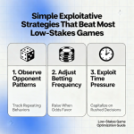 Poker table with chips and cards illustrating exploitative low-stakes strategies
