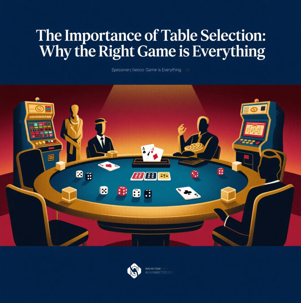 Poker player analyzing table options and opponent tendencies before choosing a seat