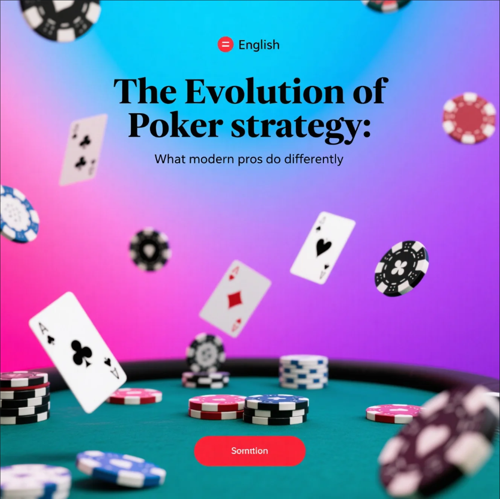 Close-up of poker chips, cards, and a digital solver interface