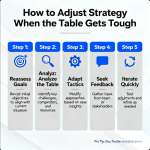 Poker table with focused players adjusting strategies during a challenging game