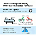 Poker player calculating fold equity during a game with chips and cards on the table